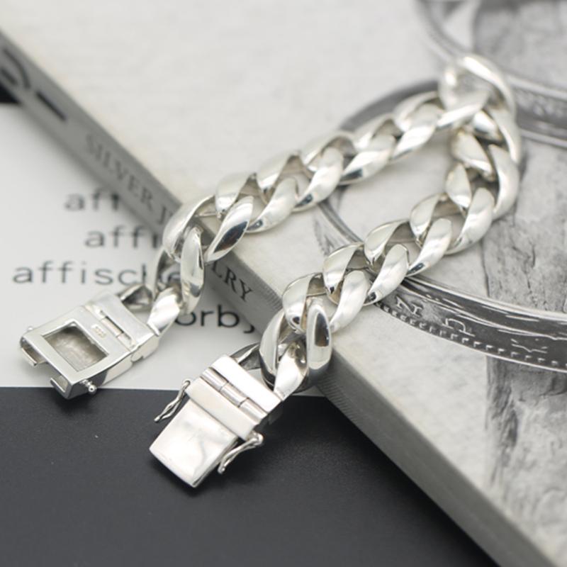 Новый изысканный серебряный мужской браслет, глянцевый властный китайский стиль, ретро креативный простой ювелирный аксессуар для пары