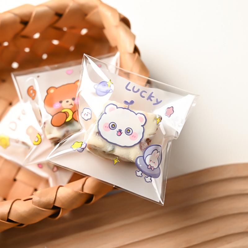 100Pcs 7*7Cm Clear Cake Gift Bag Plastic Candy Cookies Biscuits Packaging Bags