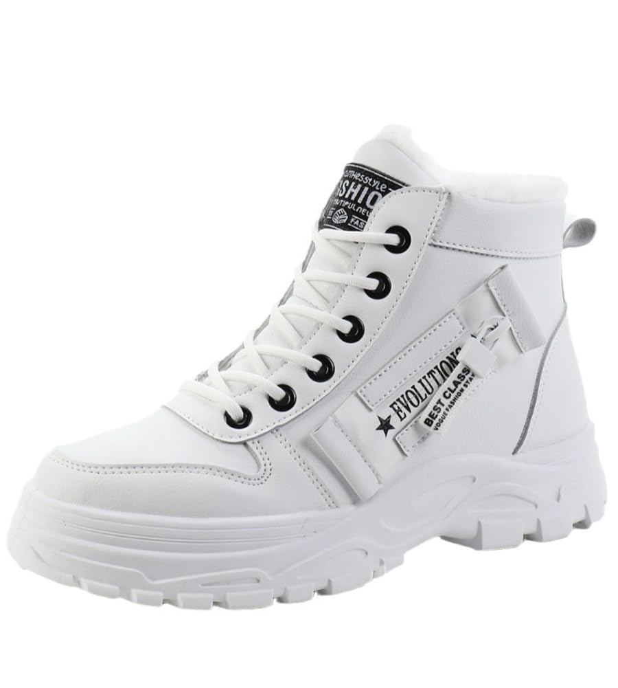 Fosys Winter Short Snow Boots with Fleece and Comfortable for Outdoor Activities Japanese Shoe Women's Lining, Warm, Non-Slip, (White, Size, Adult,