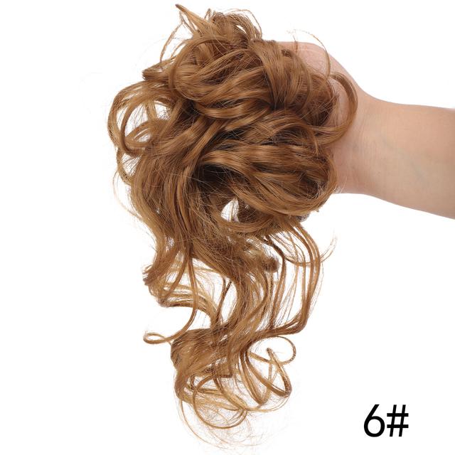 Синтетическая булочка с грязными кудрями, эластичная заколка для волос, кусок парика, женская заколка для волос, черный, коричневый