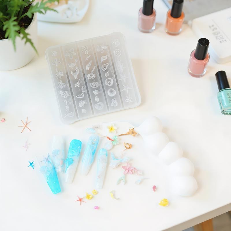 1pcs Sea Shell Starfish Goldfish Koi Fish 3d Acrylic Nail Mold Summer Sea Coral Flower Butterfly Diy Silicone Mold Nail Art Mold