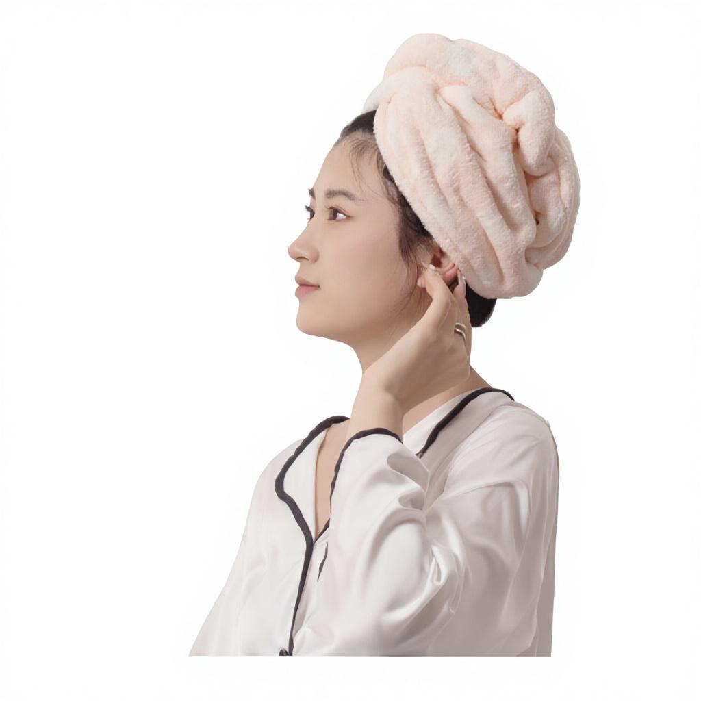 Women's Water Absorbent Quick-Drying Thickened No Shedding Hair Drying Cap Towel Headscarf