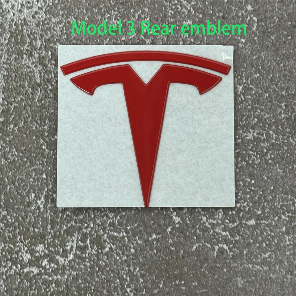 EPYFH1 Front Bumper or Rear Trunk Logo for Tesla Replacement Kit Model 3/Y - Metal Blackened Logo Emblem Car Exterior Decoration Parts