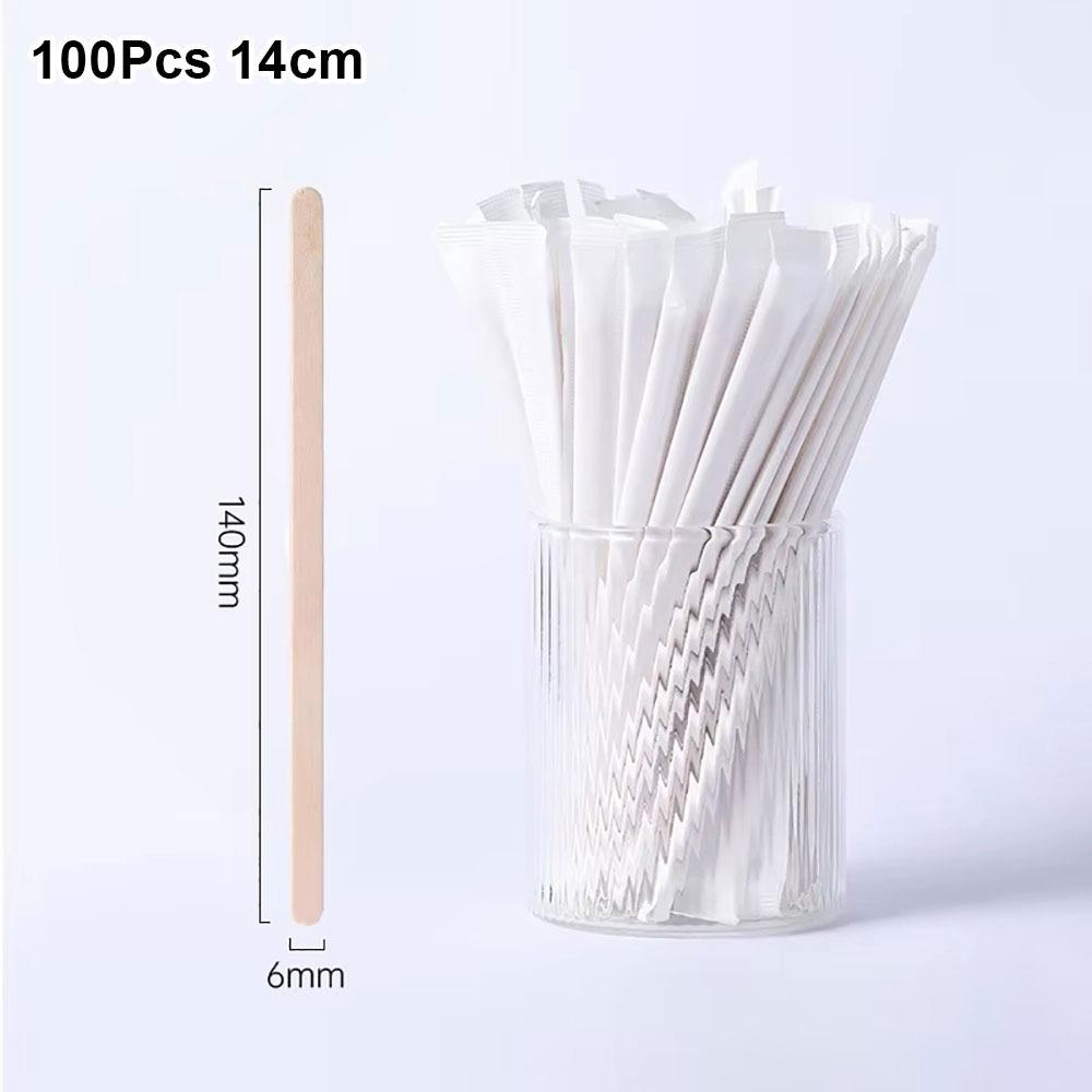 100Pcs 14/18cm Coffee Stirrer Sticks Single Package Drinking Stir Coffee Supply