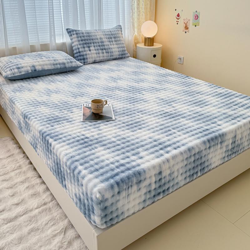 Плюшевая простыня Теплая простыня на резинке Мягкое постельное белье для зимы Домашние простыни Нескользящий наматрасник сабанас пара кама (Нет наволочки)