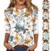 Women's Fashion Casual Round Neck 3/4 Sleeve Printed T-Shirt Ladies Top