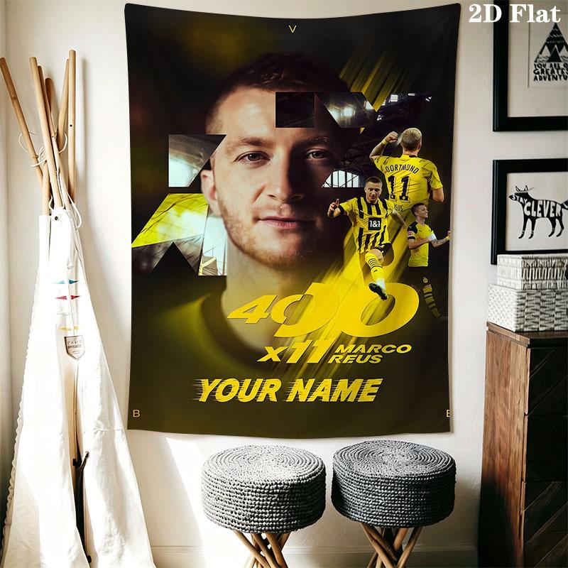 Custom Borussia Dortmund Wall Hanging Printed Fabric Blanket Decorative Tapestries for Bedroom Living Room Home Decor