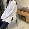 2025 European & American Women's White Long-Sleeve T-Shirt - Loose Fit, Korean Style, Trendy Autumn Top for Students.