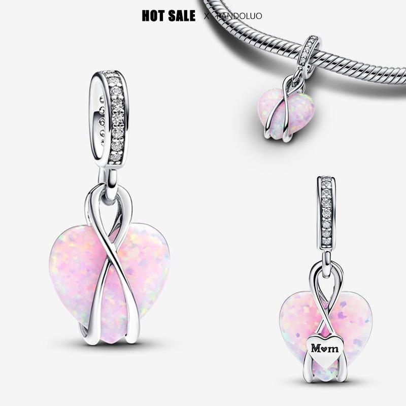 Новинка Медный Кулон Любви Красный Розовый Синий Подходит для Оригинальных DIY Браслетов Pandach Шарм Бусины Вечеринка Мода Подарки на День Рождения Ювелирные Изделия