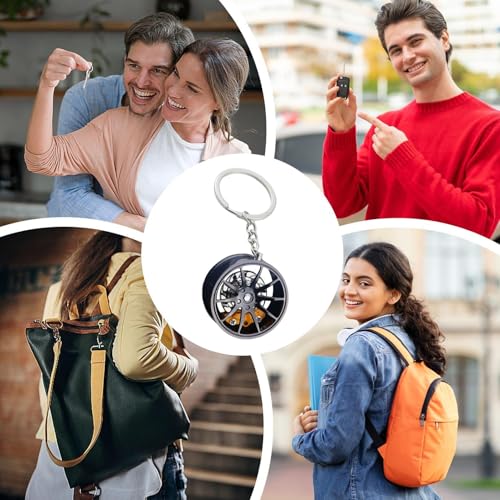 jopiuieo Брелок для ключей в виде ступицы колеса | Брелок для ключей в виде обода шины автомобиля - Брелок в виде ступицы колеса автомобиля, желтый