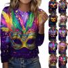 Women's Loose Comfortable Casual Fashion Round Neck Christmas Print Long Sleeve Hoodie