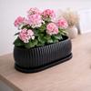 Black grooved flowerpot, modern minimalist loft japandi