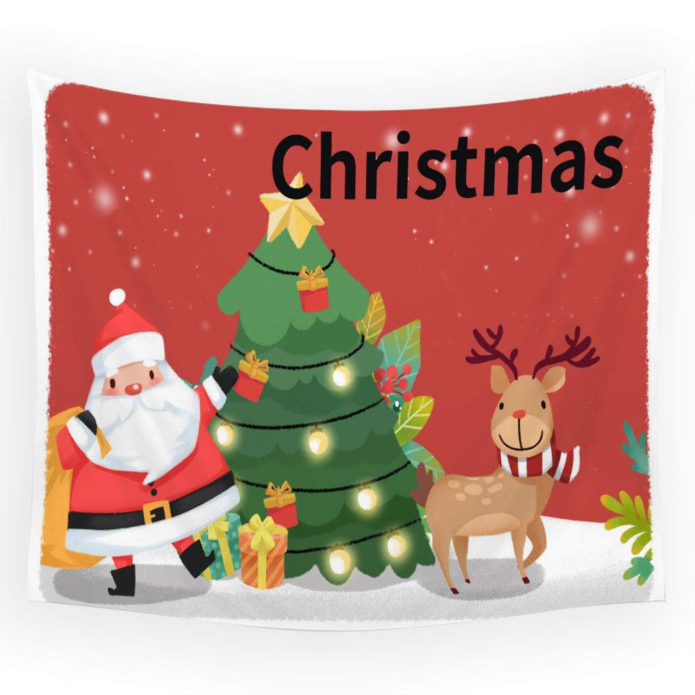 Рождественское украшение с изображением Санта-Клауса и лося, гобелен с принтом для дома, гостиной, спальни, украшение для комнаты, подвесной гобелен