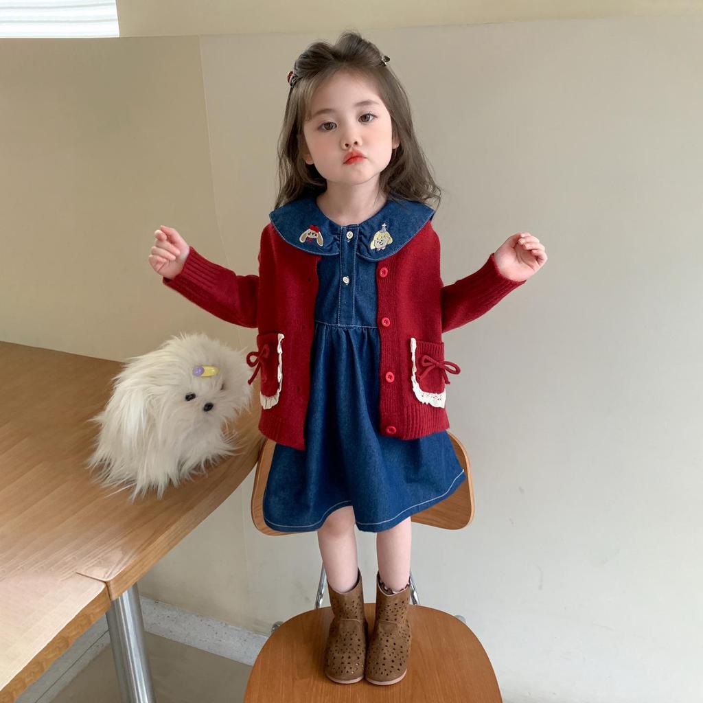 Стильный джинсовый комплект из двух предметов для девочек на весну/осень 2025 года