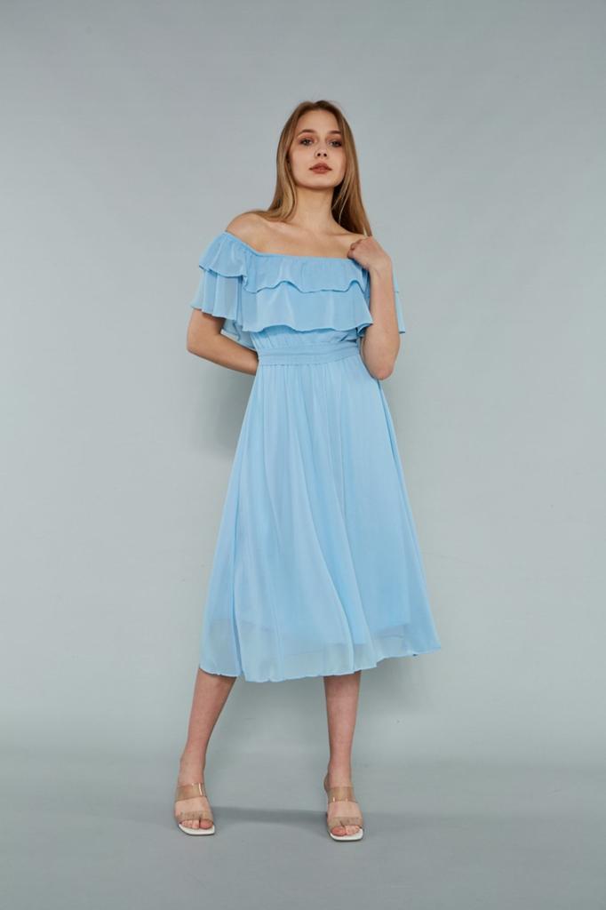 Женское платье большого размера из шифона с воротником Carmen