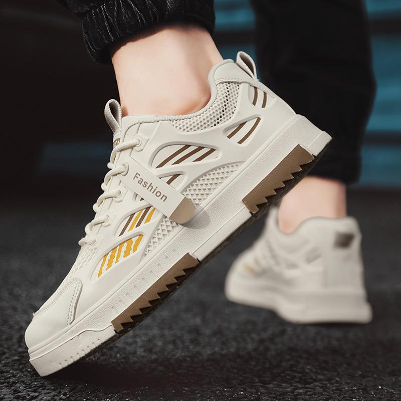 Мужская обувь 2025 года, новая осенняя дышащая сетка на плоской подошве, повседневная спортивная молодежная корейская версия обуви Putian tide