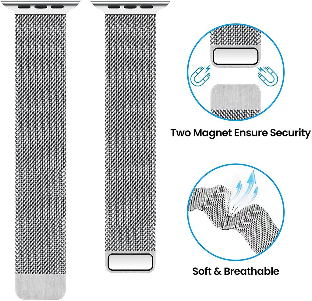 Milanese Loop Band for Apple watch Ultra 9 8 7 6 5 SE 45mm 49mm 44mm/41mm/40mm Metal Magnetic Strap iWatch 11 10 46mm 42mm Band