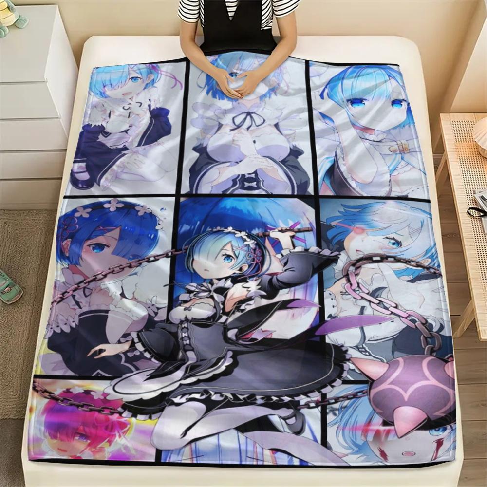 1Pc ReZero Print Flannel Blanket, High quality Comfortable for All Seasons, Home Decor, Warmth and Comfort, Perfect for Christmas Gifts