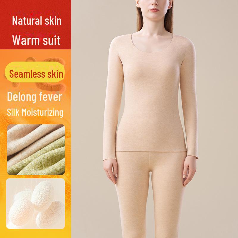 Женский комплект термобелья из кашемира и шелка: Немецкий бархат, плотный, уютный, базовые вещи для осени и зимы.
