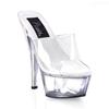 Women's Dance Shoes Summer High Heels 15cm Stiletto Heel Clear Crystal Sandals Model Shoes YKC