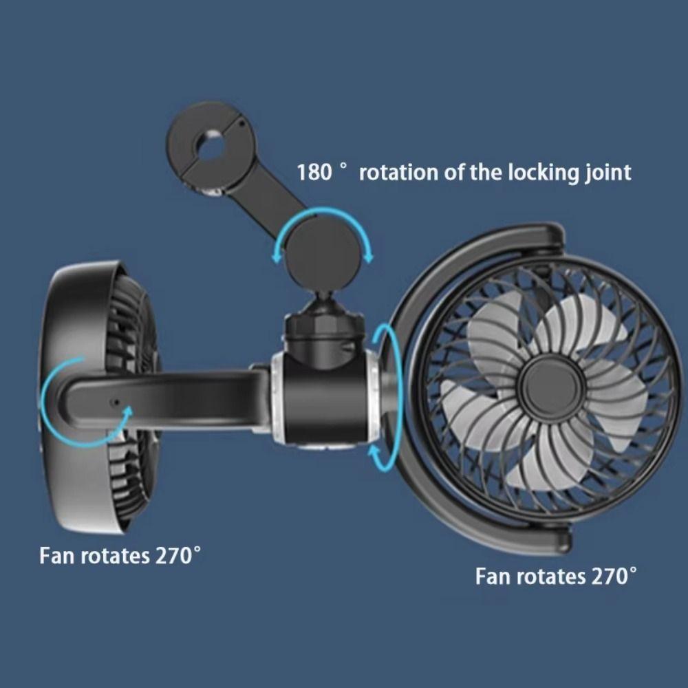 Multiple Speed Double Head Car Fan 360° Rotating Electric Fan Portable Car Seat Fan Summer