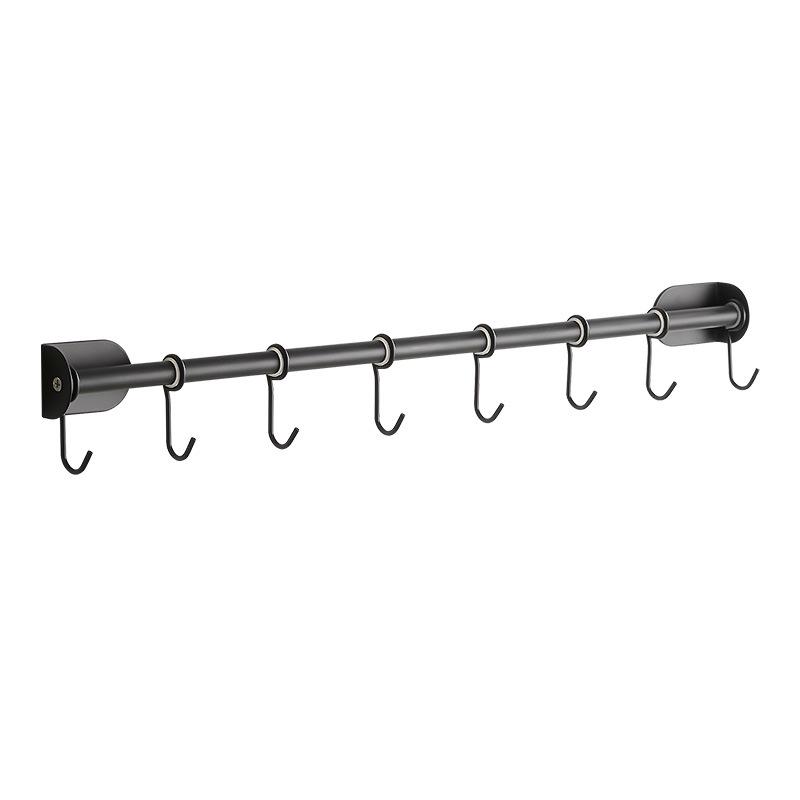 Stainless Steel No-Drill Wall-Mounted Kitchen & Bathroom Utensil Rack with Movable Hooks