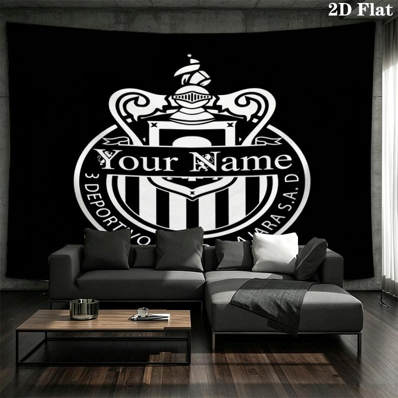 Chivas Crest Fan Gear Custom Name Wall Tapestry Aesthetic Wall Hanging Printed Fabric Blanket Decorative Tapestries For Bedroom Living Room Home Decor