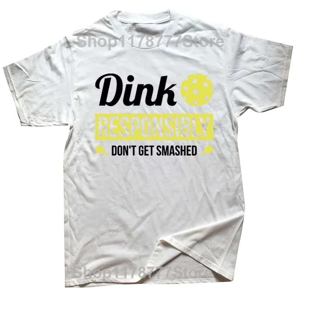 Vintage Dink Responsibly Funny Pickleball TShirts for Men Round Neck Cotton T Shirts Short Sleeve Tees Gift Idea Clothing