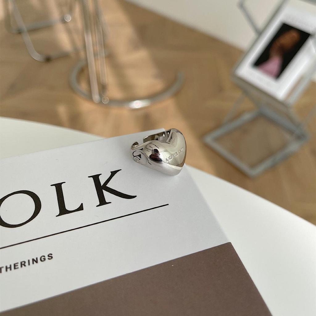 Корейское 3D кольцо в форме сердца: Женское ретро широкое кольцо, модное кольцо на палец с английской буквой, кольцо на указательный палец в стиле хип-хоп.