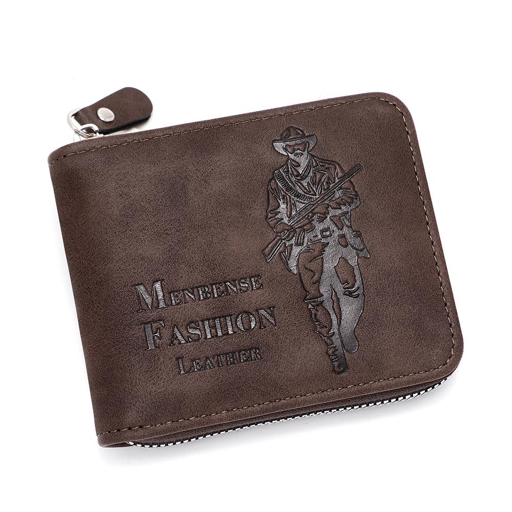 Men's Tri-Fold Embossed Hunter Wallet with Chain and Multi-Card Slots