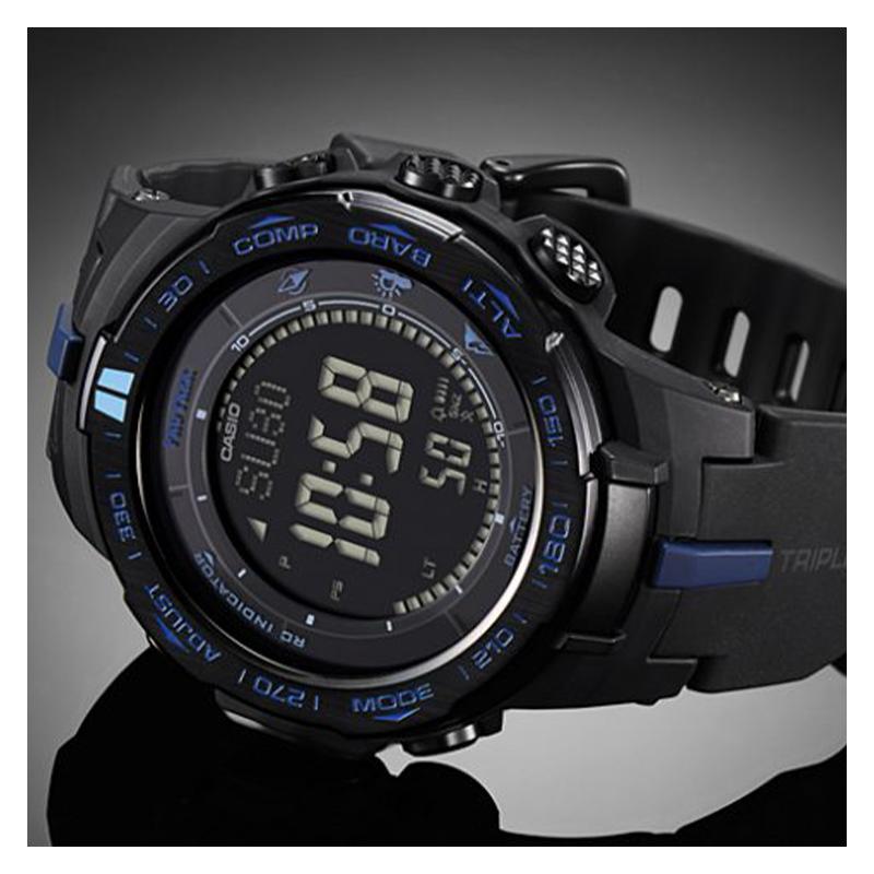 Casio Серия PRO TREK-Дисковый цифровой дисплей Измерение температуры, давления и высоты Светодиодная подсветка Для активного отдыха и альпинизма Солнечный кварц PRW-3100Y-1PR