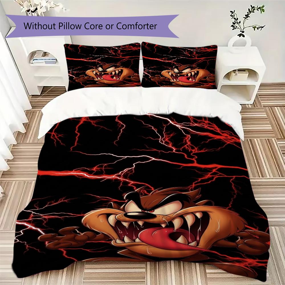 Tazmanian Devil Pattern Bedding uilt Set uilt Cover Pillowcase Home Decoration Birthday Gift (1 * duvet cover + 2 * pillowcase without core)