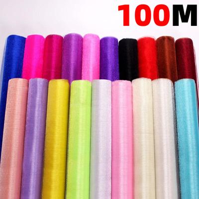Рулон 50 см x 100 м, прозрачный тюль, рулон органзы с кристаллами, белая ткань для вечерние, свадебных украшений, событий, фотосессий, фон, реквизит, сценический декор