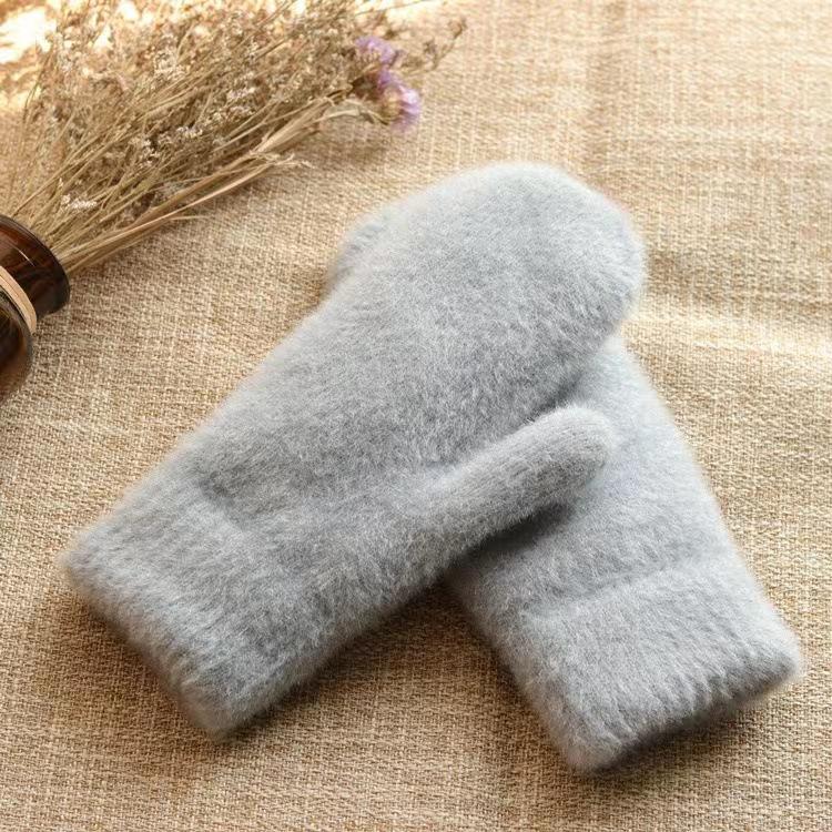 Women Winter Keep Warm Plus Cashmere Thicken Mink Fleece Solid Cute Lovely Outdoor Windproof Cycling Full Finger Mittens Gloves