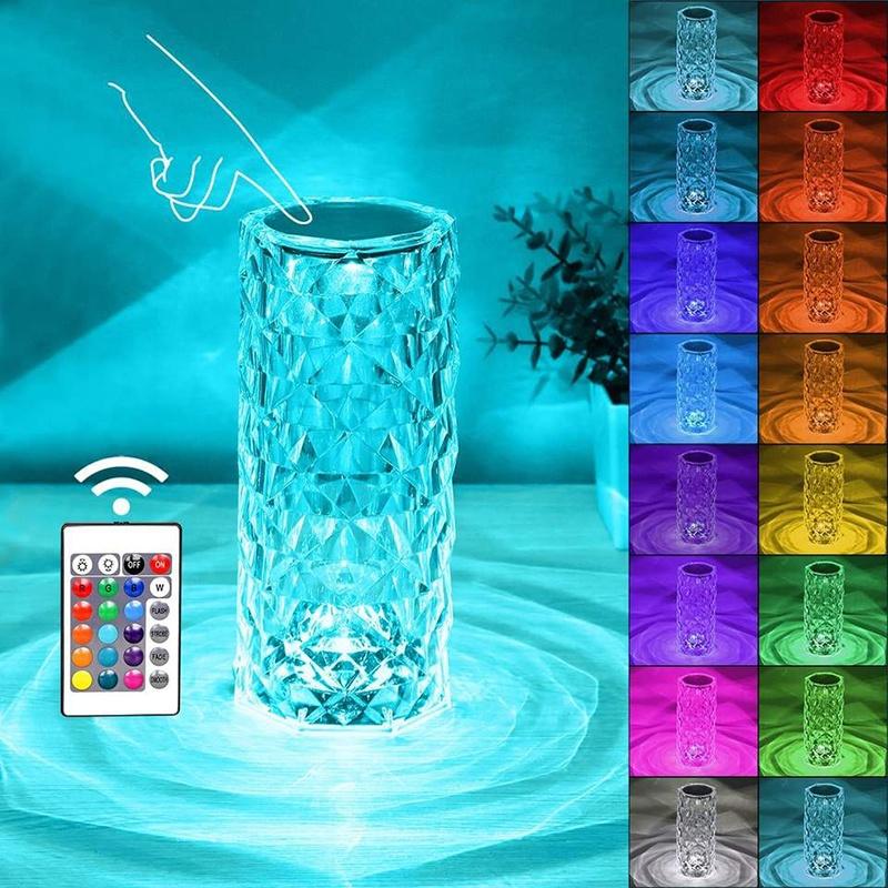 16 цветов, роскошный домашний декор, кристалл RGB, настольная светодиодная волшебная лампа Arhubtouching, активируемая волшебная роза, сенсорная лампа