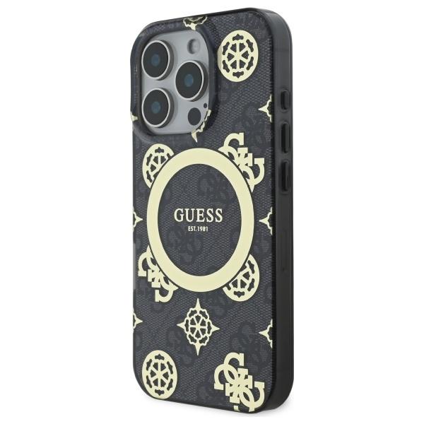 Guess Guhmp16Lh4Pyeek Iphone 16 Pro 6.3 Czarny/Black Hardcase Iml Peony On 4G Background Magsafe