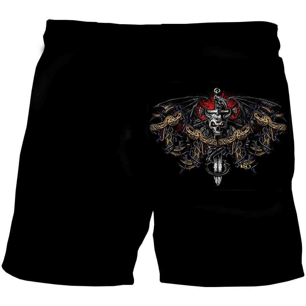 Мужские летние пляжные брюки из ткани Health Fabric Black Stretch Casual Ordinary с 3D-принтом, мужские брюки с рисунком черепа