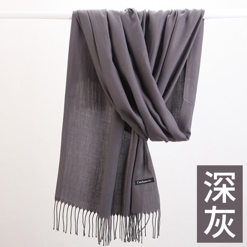 Scarf Women's Autumn and Winter High-end Sense New Solid Color Warm Scarf Versatile Red Cashmere Shawl