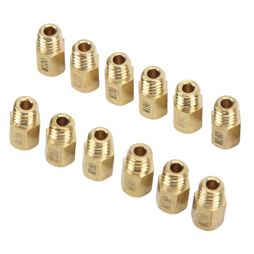 12pcs Carburetor Main Jet Kit 90-200 Gold Heavy Duty Carburetor Nozzle for Mikuni VM TM TMX, Professional Manufacture, Long Life