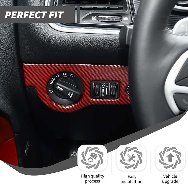 Наклейки-декоративные накладки на панель переключателя фар для Dodge Challenger 2015 и новее, для Charger 2010 и новее, ABS, аксессуары для интерьера