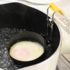 Foldable egg boiling device with handle+hook,stainless steel heating mold,heat-resistant silicone,egg boiling cooking accessorie