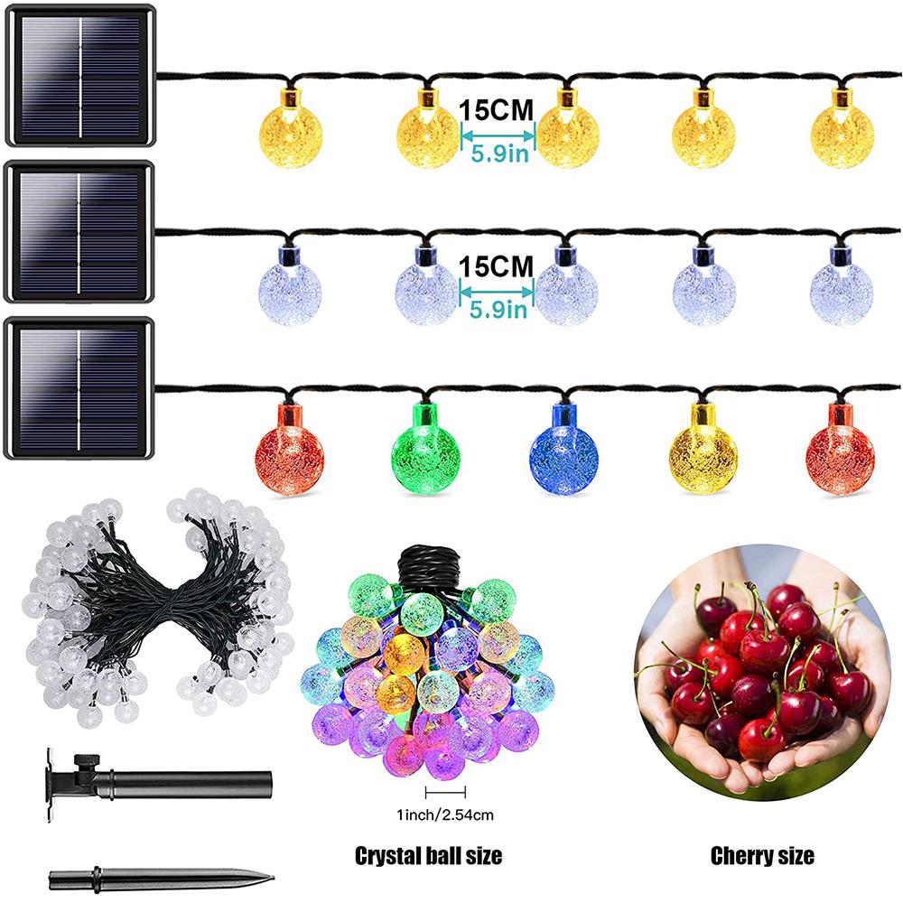 6M 30 светодиодный хрустальный шар на солнечной батарее, уличный IP65, водонепроницаемый светодиодный гирляндный светильник, сказочные лампы, солнечная садовая гирлянда, световая гирлянда