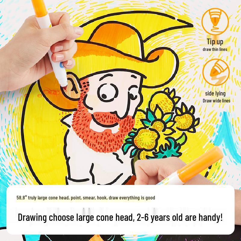 Набор детских смываемых акварельных фломастеров и мелков Meile