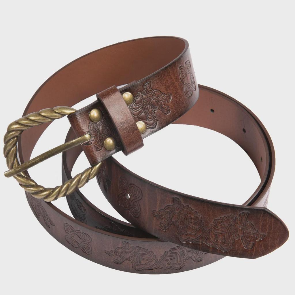 Рельефный пояс викинга Фенрира - средневековый ретро-реквизит для косплея рыцаря