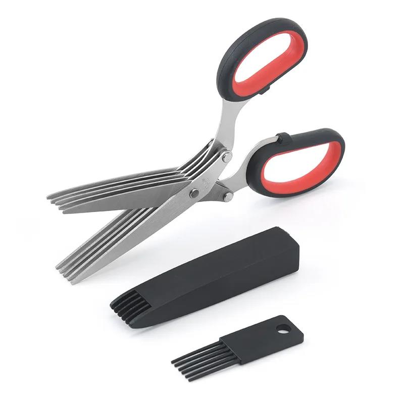 5 Layers Stainless Steel Kitchen Scissors Shredded Cutter Tool Cut Scallions Nori Herb Green Onion Vegetables Shear5