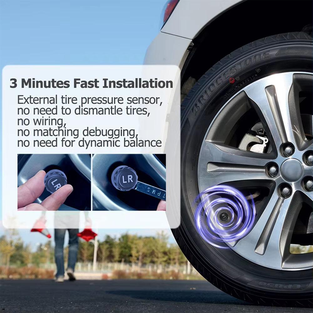 Car TPMS LCD Digital Display Tire Pressure Alarm System Auto Security Alarm Cigarette Lighter Wireless Sensors