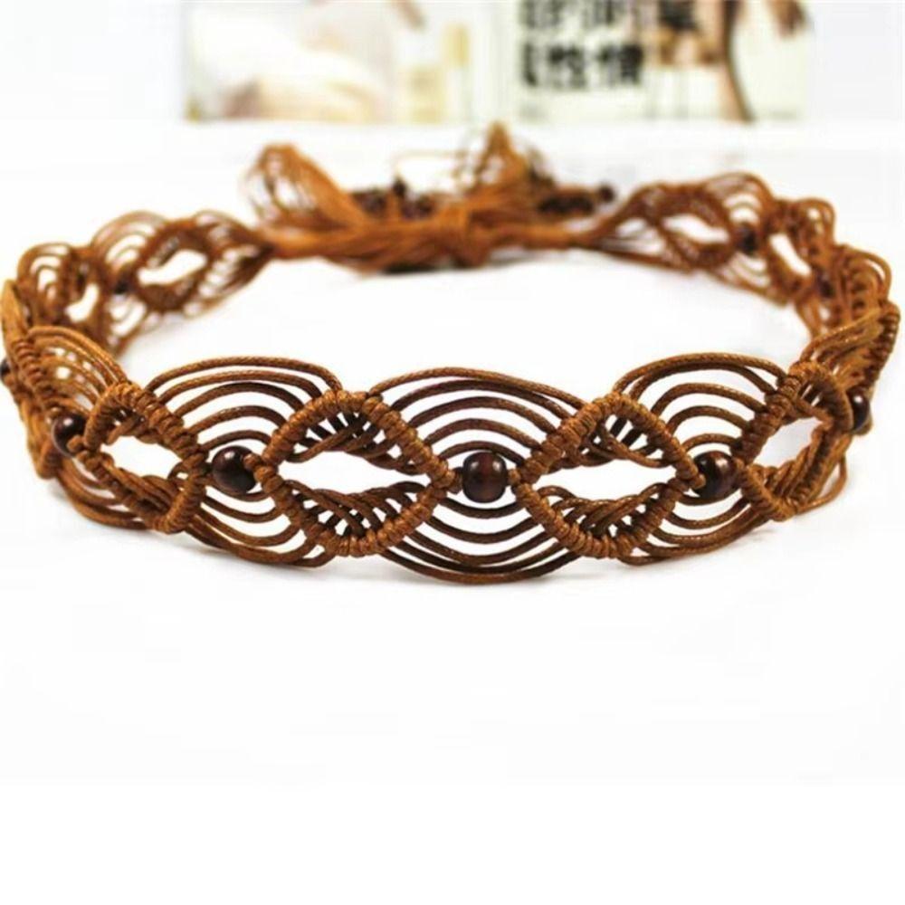 Woven Knot Waist Belt Wax Rope Dress Waistband Casual Female Waist Rope  Girls