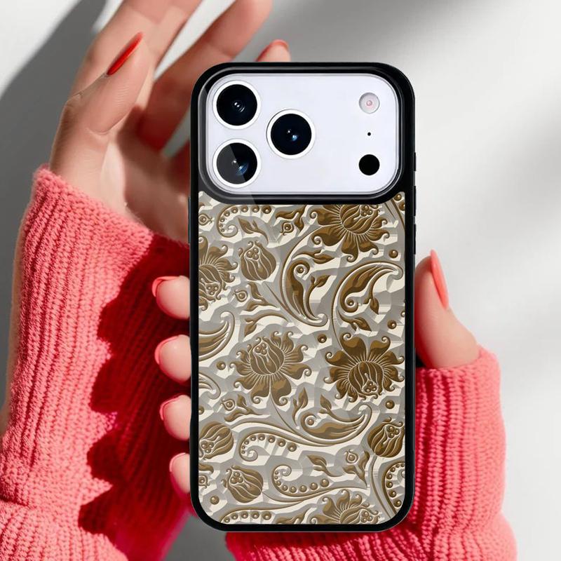 Чехол для телефона с цветочным рельефом для iPhone 17 16 15 14 13 Pro Max Задняя крышка для 12 11 Pro Coque