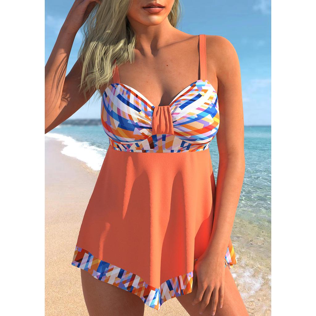 2024 женские пляжные купальники с модным принтом, танкини, модные сексуальные купальники, комплект бикини, летний плавательный комплект из двух предметов