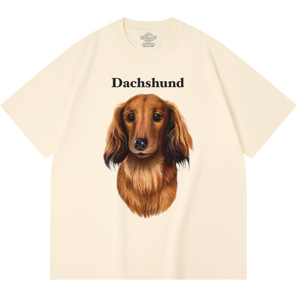 Футболка из 100% хлопка плотностью 230 г/м2 с принтом таксы, забавная футболка из чесаного хлопка в стиле Харадзюку